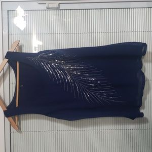 Express Blue Sequin Feather Top size M